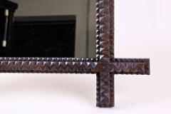 19th Century Tramp Art Rustic Wall Mirror Hand Carved Austria ca 1880 - 3417511