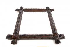 19th Century Tramp Art Rustic Wall Mirror Handcarved Austria ca 1880 - 4342647