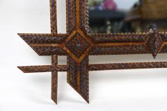 19th Century Tramp Art Wall Mirror Basswood Handcarved Austria ca 1870 - 4792112