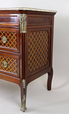 19th Century Transitional Marquetry Chest Of Drawers Mahogany FR circa 1870 - 4307561