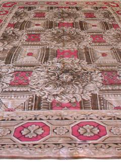 19th Century Ukrainian Rose and Beige Handwoven Wool Carpet - 2464677