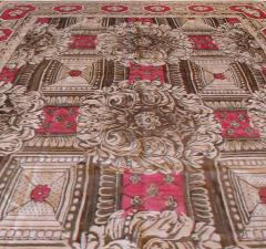 19th Century Ukrainian Rose and Beige Handwoven Wool Carpet - 2464679