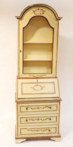19th Century Venetian Italian Style Polychrome Secretary Bookcase - 3329061
