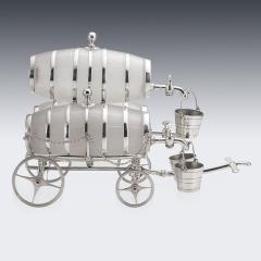 19th Century Victorian Frosted Glass Silver Plated Spirit Barrel Cart c 1880 - 3087277