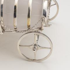 19th Century Victorian Frosted Glass Silver Plated Spirit Barrel Cart c 1880 - 3087287