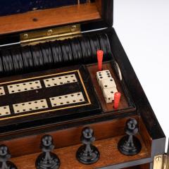 19th Century Victorian Walnut Games Compendium Cards Board Games c 1890 - 2914543