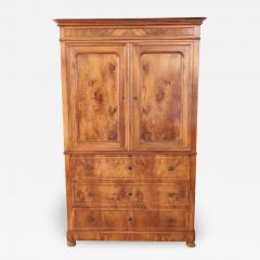 19th Century Walnut Antique Wardrobe with Writing Desk and Secret Compartments - 2221816