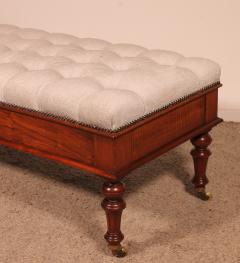 19th Century Walnut Bench Covered With A Chesterfield Style Seating - 3603098