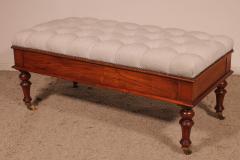 19th Century Walnut Bench Covered With A Chesterfield Style Seating - 3603100