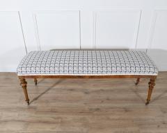 19th Century Walnut Upholstered Bench with Turned Legs and Casters - 4507270