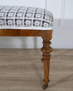 19th Century Walnut Upholstered Bench with Turned Legs and Casters - 4507275