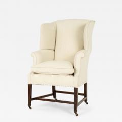 19th Century Wingback Upholstered in Antique Linen - 2522340
