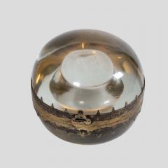 19th Century clear solid spherical glass silver decoration coin container - 4091857