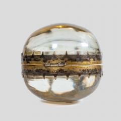 19th Century clear solid spherical glass silver decoration coin container - 4091861