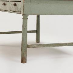 19th Century painted three drawer farm table having turned legs and natural top  - 3365636