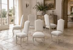 19th Century set of Six Louis XV Dining Chairs in linen upholstery - 4717569