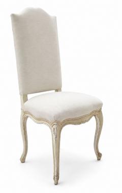 19th Century set of Six Louis XV Dining Chairs in linen upholstery - 4717572