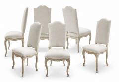 19th Century set of Six Louis XV Dining Chairs in linen upholstery - 4717584