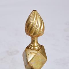 19th c American Brass Flame Tip Andirons - 4732826