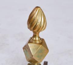 19th c American Brass Flame Tip Andirons - 4732827