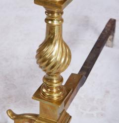 19th c American Brass Flame Tip Andirons - 4732828
