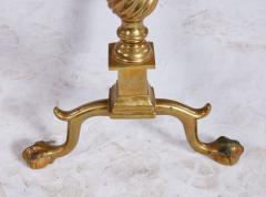19th c American Brass Flame Tip Andirons - 4732830