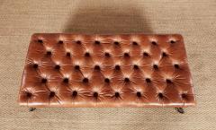 19th c English Country House Saddle Leather Tufted Ottoman - 3906318