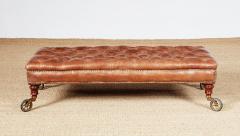 19th c English Country House Saddle Leather Tufted Ottoman - 3906322