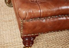 19th c English Country House Saddle Leather Tufted Ottoman - 3906327
