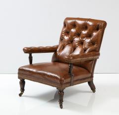 19th c English Tufted Leather Library Chair - 2530049