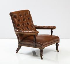 19th c English Tufted Leather Library Chair - 2530050