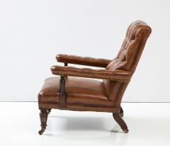 19th c English Tufted Leather Library Chair - 2530052