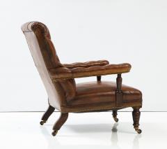 19th c English Tufted Leather Library Chair - 2530053