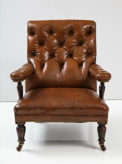 19th c English Tufted Leather Library Chair - 2530054