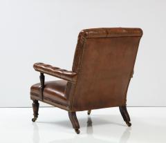 19th c English Tufted Leather Library Chair - 2530055