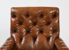 19th c English Tufted Leather Library Chair - 2530057