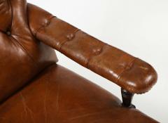 19th c English Tufted Leather Library Chair - 2530058