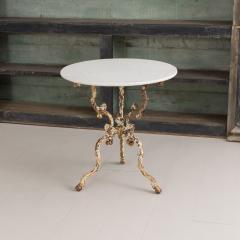19th c French Cast Iron Pedestal Table with Original Paint and Carrara Marble - 3086521