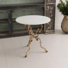 19th c French Cast Iron Pedestal Table with Original Paint and Carrara Marble - 3086525