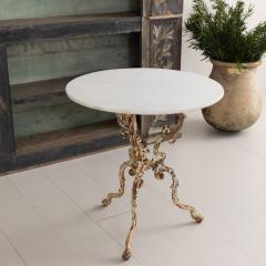 19th c French Cast Iron Pedestal Table with Original Paint and Carrara Marble - 3086526