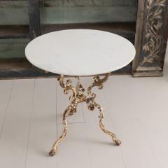 19th c French Cast Iron Pedestal Table with Original Paint and Carrara Marble - 3086527