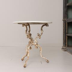19th c French Cast Iron Pedestal Table with Original Paint and Carrara Marble - 3086530