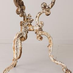 19th c French Cast Iron Pedestal Table with Original Paint and Carrara Marble - 3086531