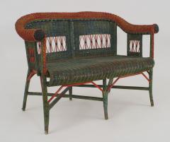 19th c French Painted Wicker Loveseat - 583728