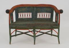 19th c French Painted Wicker Loveseat - 583729