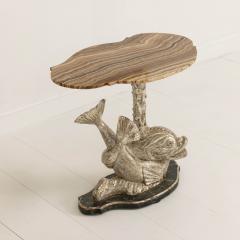 19th c Italian Silver Leaf Dolphin Side Table with Original Wood Grain Onyx Top - 3692994