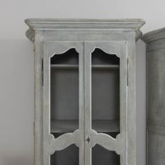 19th c Pair of French Painted Armoire Cabinets with Serpentine Sides - 3413066