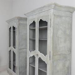 19th c Pair of French Painted Armoire Cabinets with Serpentine Sides - 3413074