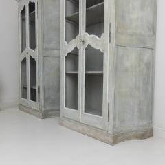 19th c Pair of French Painted Armoire Cabinets with Serpentine Sides - 3413075