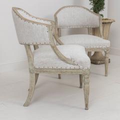 19th c Pair of Swedish Gustavian Painted Barrel Back Armchairs - 3461141